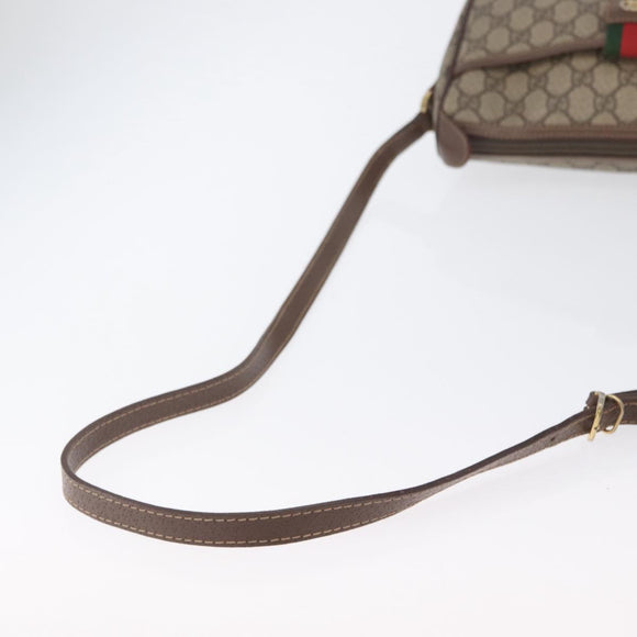 GUCCI GG Supreme Web Sherry Line Bag PVC Beige Gold 001 754 6177 Auth bs33691