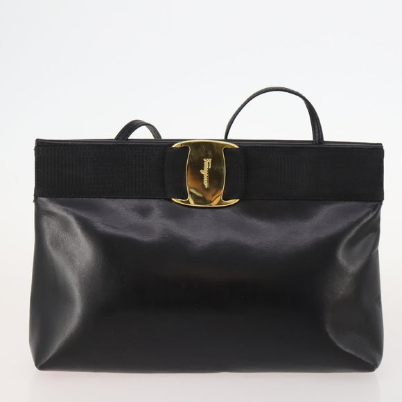 Salvatore Ferragamo Shoulder Bag Leather 2 Set Black Auth bs33700