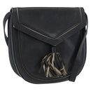 SAINT LAURENT Shoulder Bag Leather Black Silver Auth bs33702-1