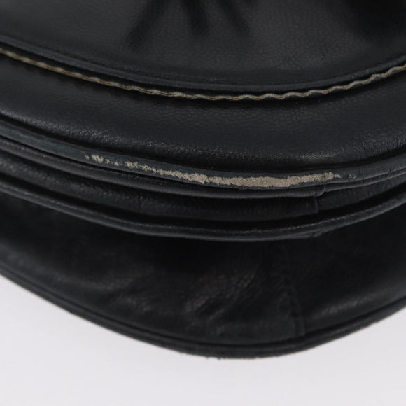 SAINT LAURENT Shoulder Bag Leather Black Silver Auth bs33702