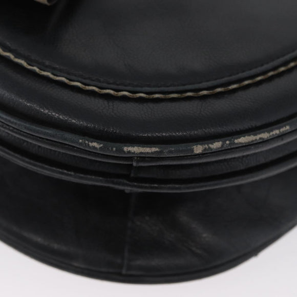 SAINT LAURENT Shoulder Bag Leather Black Silver Auth bs33702
