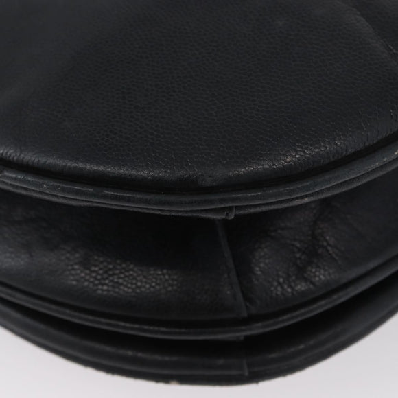 SAINT LAURENT Shoulder Bag Leather Black Silver Auth bs33702