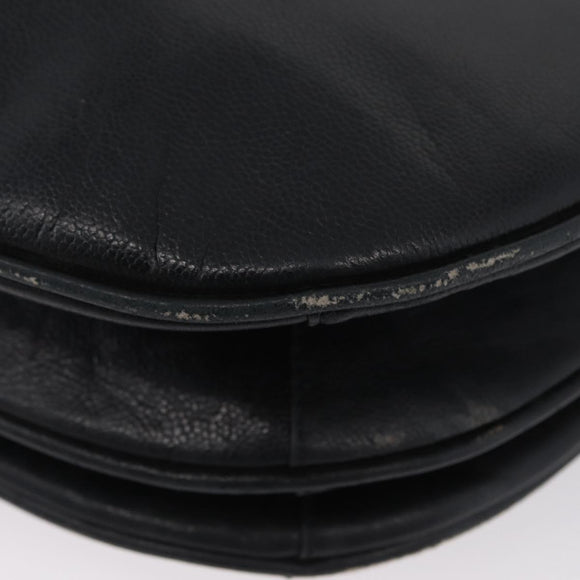 SAINT LAURENT Shoulder Bag Leather Black Silver Auth bs33702