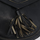 SAINT LAURENT Shoulder Bag Leather Black Silver Auth bs33702-14