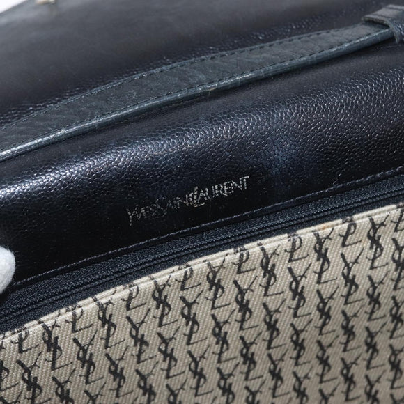 SAINT LAURENT Shoulder Bag Leather Black Silver Auth bs33702