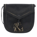 SAINT LAURENT Shoulder Bag Leather Black Silver Auth bs33702-2