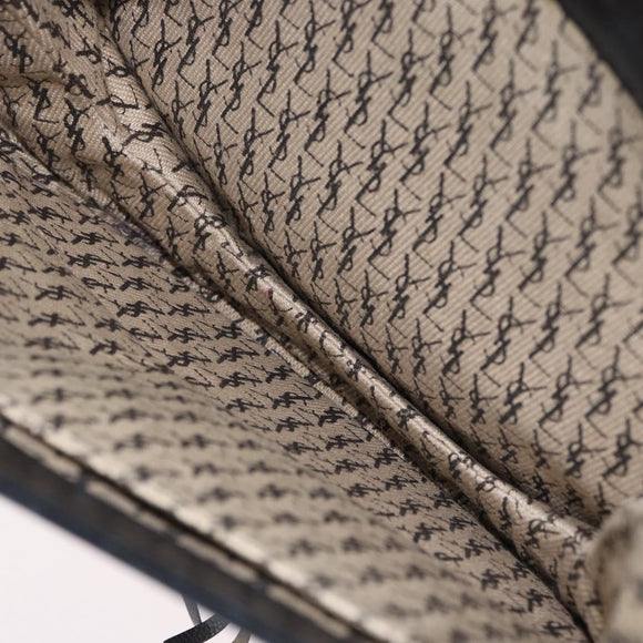 SAINT LAURENT Shoulder Bag Leather Black Silver Auth bs33702