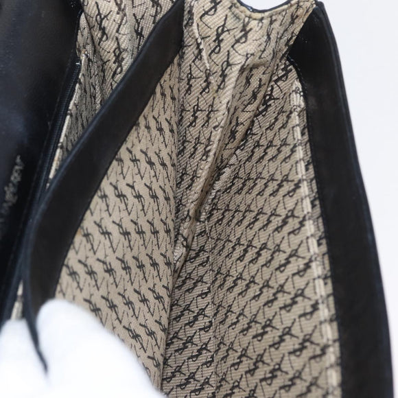 SAINT LAURENT Shoulder Bag Leather Black Silver Auth bs33702