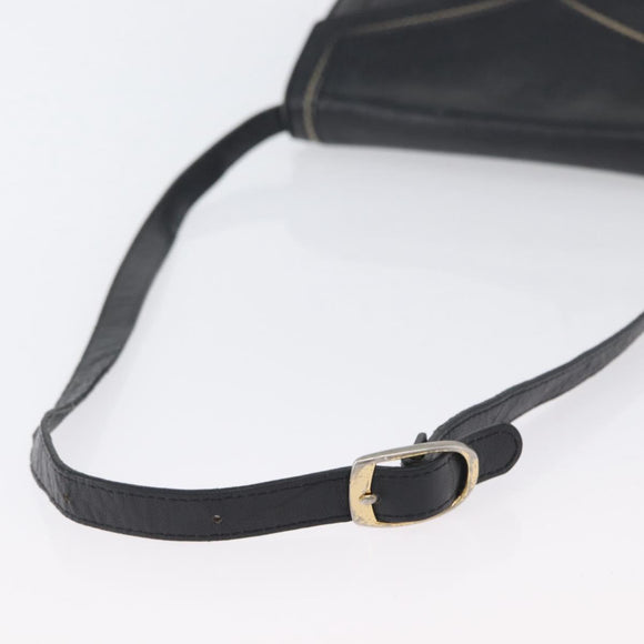 SAINT LAURENT Shoulder Bag Leather Black Silver Auth bs33702