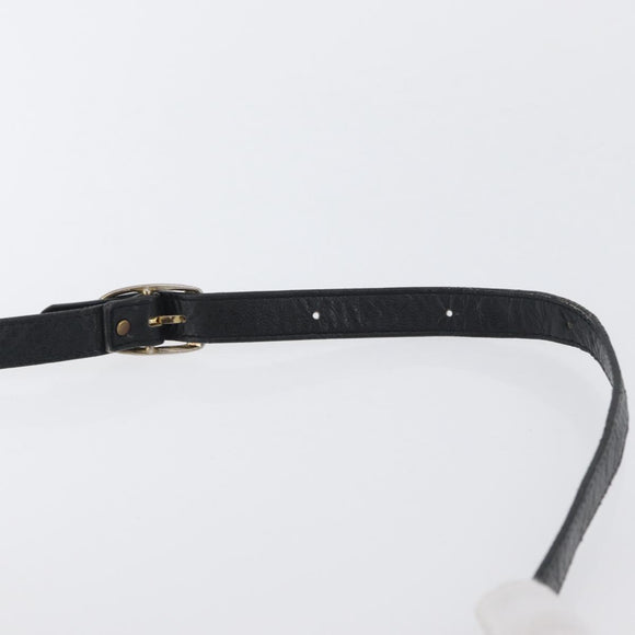 SAINT LAURENT Shoulder Bag Leather Black Silver Auth bs33702
