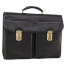 VERSACE Business Bag Leather Black Gold Auth bs33703-1