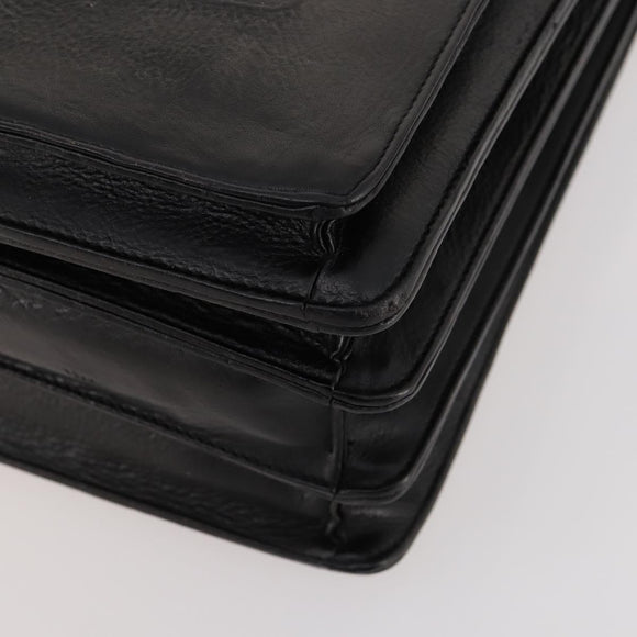 VERSACE Business Bag Leather Black Gold Auth bs33703