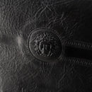 VERSACE Business Bag Leather Black Gold Auth bs33703-18