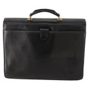 VERSACE Business Bag Leather Black Gold Auth bs33703-2