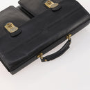 VERSACE Business Bag Leather Black Gold Auth bs33703-6