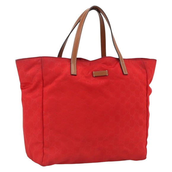 GUCCI GG Canvas Tote Bag Nylon Gold Red 282439 Auth bs33704