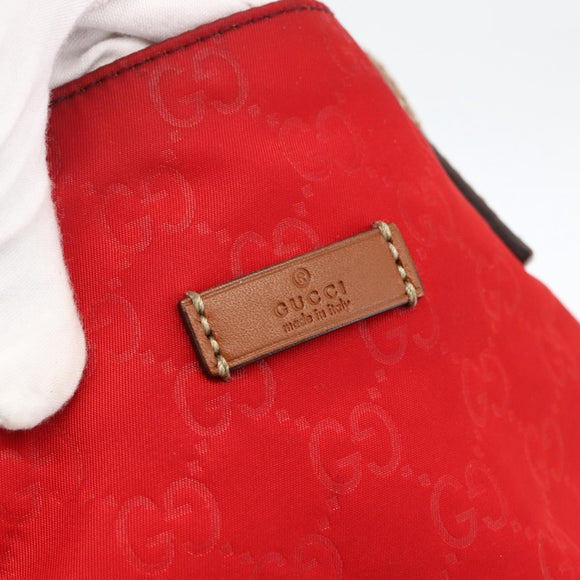 GUCCI GG Canvas Tote Bag Nylon Gold Red 282439 Auth bs33704