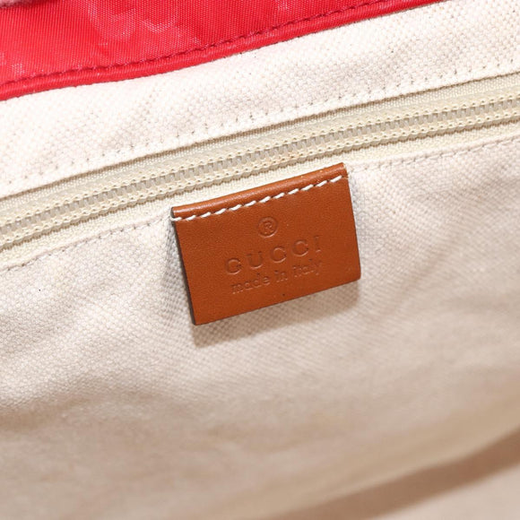 GUCCI GG Canvas Tote Bag Nylon Gold Red 282439 Auth bs33704