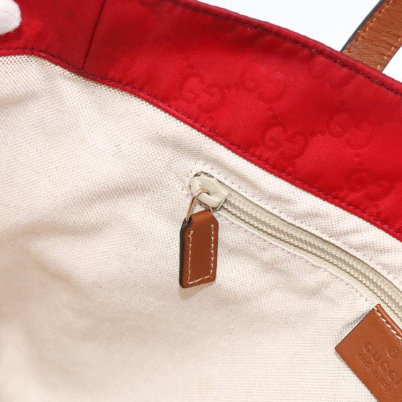GUCCI GG Canvas Tote Bag Nylon Gold Red 282439 Auth bs33704