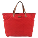 GUCCI GG Canvas Tote Bag Nylon Gold Red 282439 Auth bs33704-13