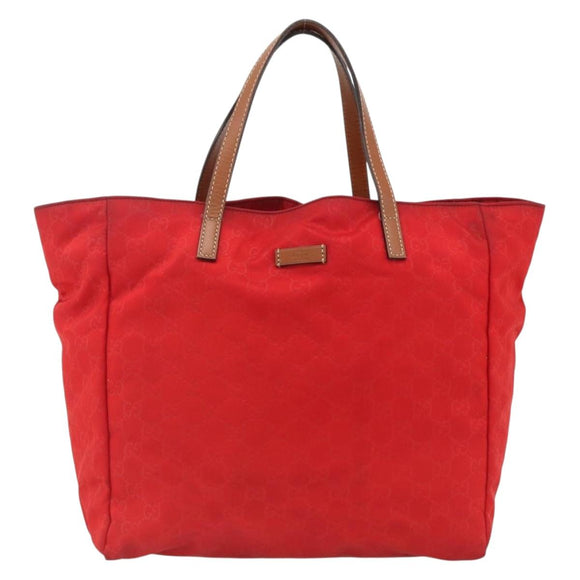 GUCCI GG Canvas Tote Bag Nylon Gold Red 282439 Auth bs33704
