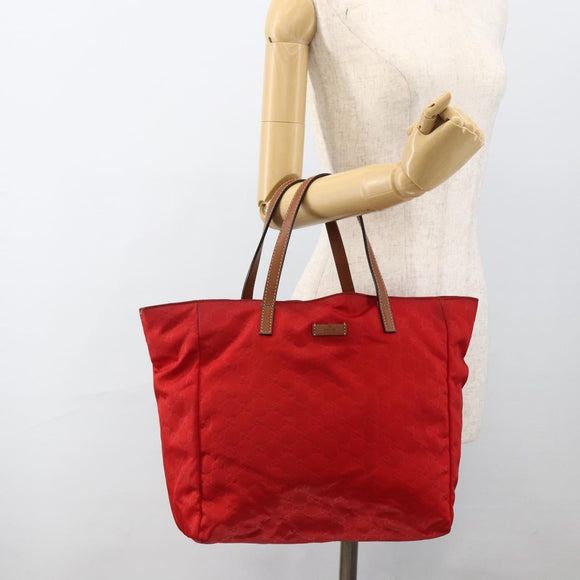 GUCCI GG Canvas Tote Bag Nylon Gold Red 282439 Auth bs33704