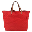 GUCCI GG Canvas Tote Bag Nylon Gold Red 282439 Auth bs33704-2