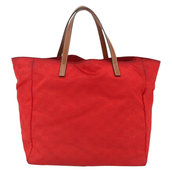 GUCCI GG Canvas Tote Bag Nylon Gold Red 282439 Auth bs33704