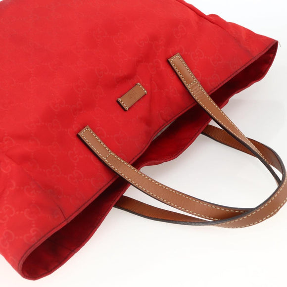 GUCCI GG Canvas Tote Bag Nylon Gold Red 282439 Auth bs33704