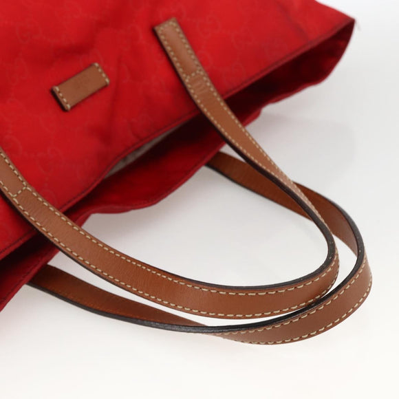 GUCCI GG Canvas Tote Bag Nylon Gold Red 282439 Auth bs33704
