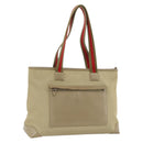 GUCCI Tote Bag Canvas Beige Khaki Red 019 0426 3444 Auth bs33705-1