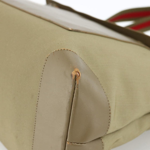 GUCCI Tote Bag Canvas Beige Khaki Red 019 0426 3444 Auth bs33705