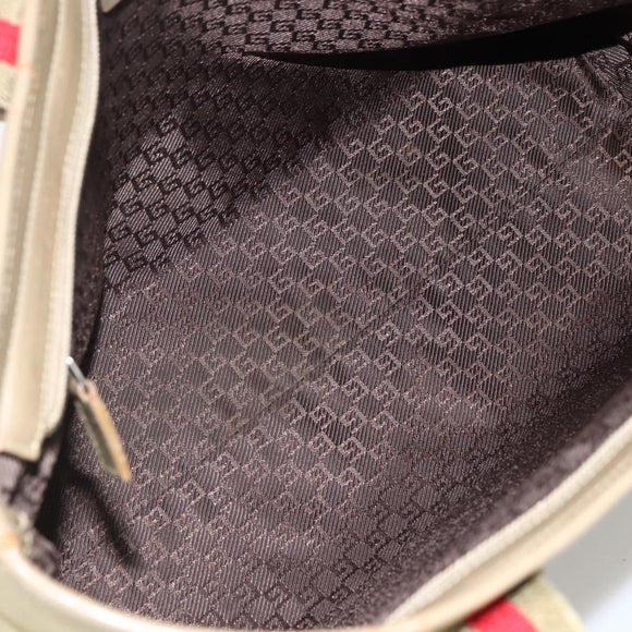GUCCI Tote Bag Canvas Beige Khaki Red 019 0426 3444 Auth bs33705