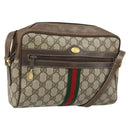 GUCCI GG Supreme Web Sherry Line Bag PVC Beige Gold 904 02 005 Auth bs33706-1