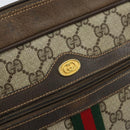 GUCCI GG Supreme Web Sherry Line Bag PVC Beige Gold 904 02 005 Auth bs33706-18