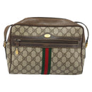 GUCCI GG Supreme Web Sherry Line Bag PVC Beige Gold 904 02 005 Auth bs33706-13