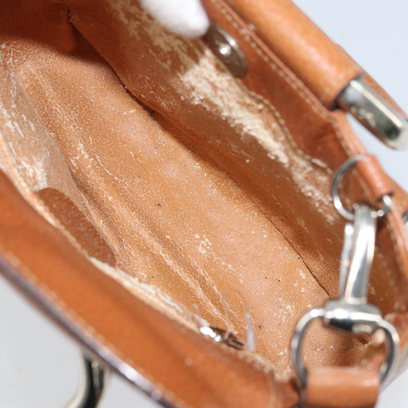 GUCCI Hand Bag Leather 2way Brown Silver Auth bs33707