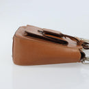 GUCCI Hand Bag Leather 2way Brown Silver Auth bs33707-3