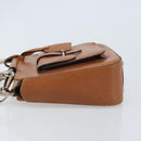GUCCI Hand Bag Leather 2way Brown Silver Auth bs33707-4