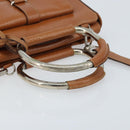 GUCCI Hand Bag Leather 2way Brown Silver Auth bs33707-7