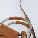 GUCCI Hand Bag Leather 2way Brown Silver Auth bs33707-14