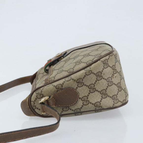 GUCCI GG Supreme Web Sherry Line Bag PVC Beige Gold 89 02 032 Auth bs33708