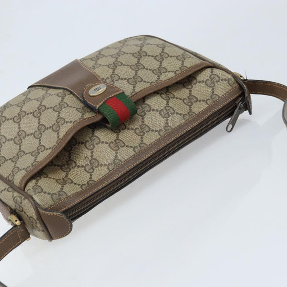 GUCCI GG Supreme Web Sherry Line Bag PVC Beige Gold 89 02 032 Auth bs33708