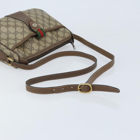 GUCCI GG Supreme Web Sherry Line Bag PVC Beige Gold 89 02 032 Auth bs33708