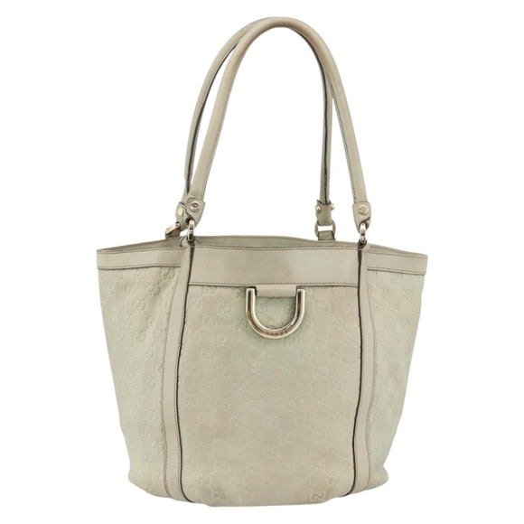 GUCCI GG Canvas Guccissima Tote Bag Leather Beige Gold 211982 Auth bs33709