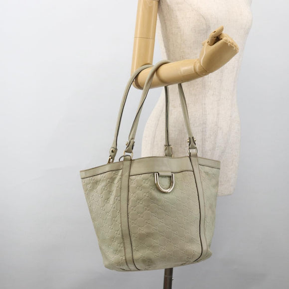 GUCCI GG Canvas Guccissima Tote Bag Leather Beige Gold 211982 Auth bs33709