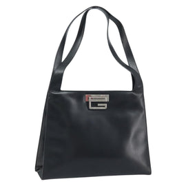 GUCCI Shoulder Bag Leather Black Silver 001 3038 Auth bs33711