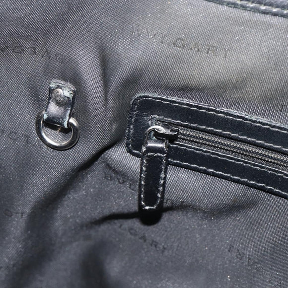 BVLGARI Tote Bag PVC Black Silver Auth bs33712