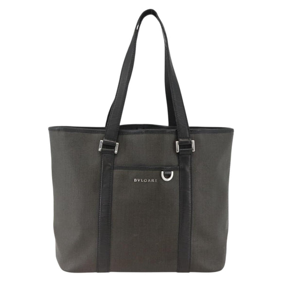 BVLGARI Tote Bag PVC Black Silver Auth bs33712