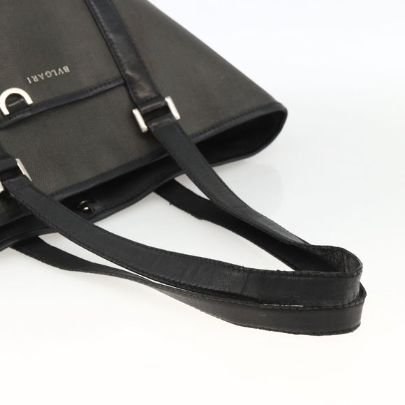BVLGARI Tote Bag PVC Black Silver Auth bs33712
